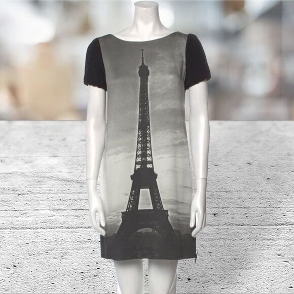 Moschino Eiffel Tower Short Sleeve Shift Dress - Picture 1 of 5
